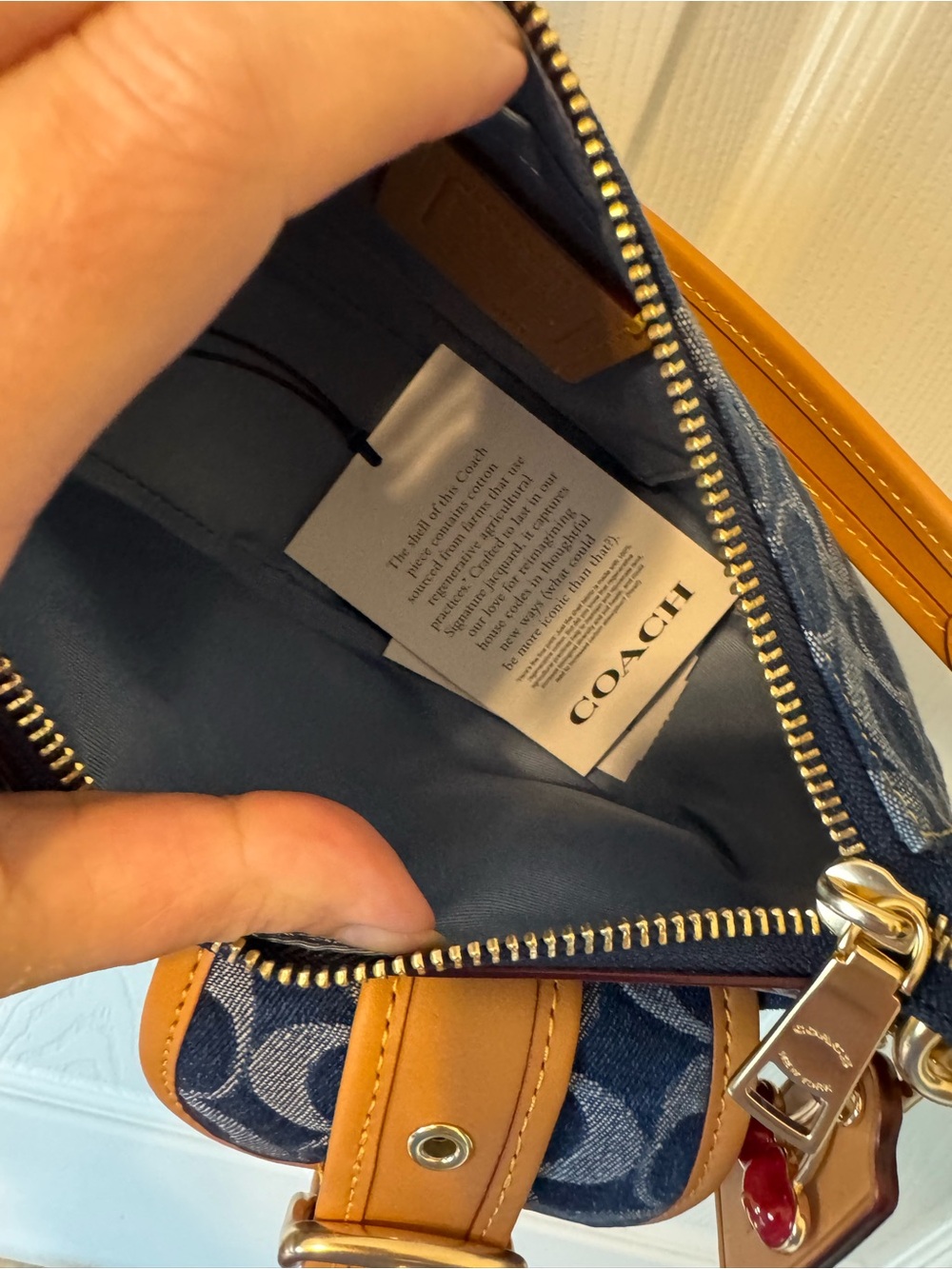 Coach Denim Ashton Crossbody with Tan Leather Trim - Picture 6 of 13